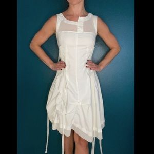 White Vintage Punk Asymmetrical Dress